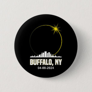 Badge Rond 5 Cm Éclipse solaire 2024 Buffalo Skyline Total Solaire