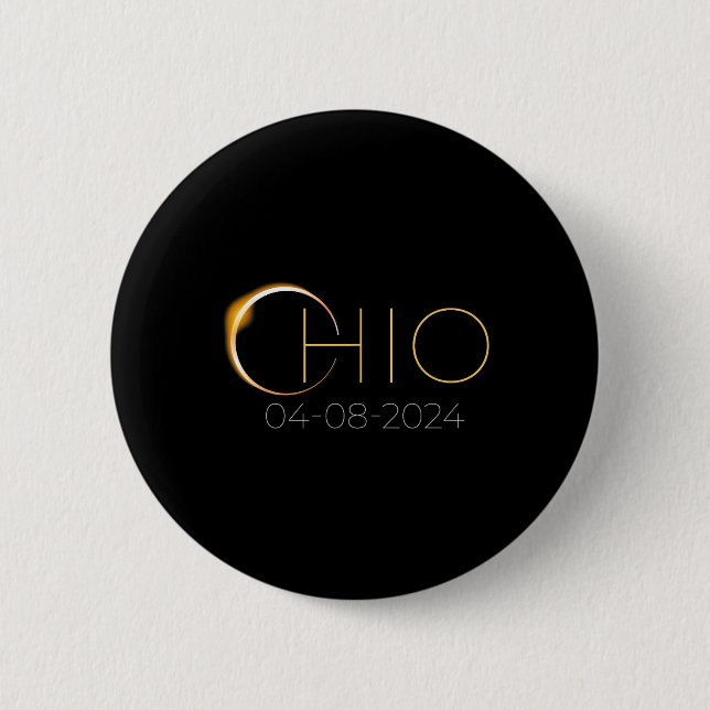 Badge Rond 5 Cm Éclipse solaire 2024 État Ohio Total Éclipse solai (Devant)
