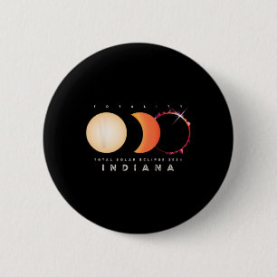 Badge Rond 5 Cm Eclipse solaire 2024 Indiana Total Eclipse Astrono