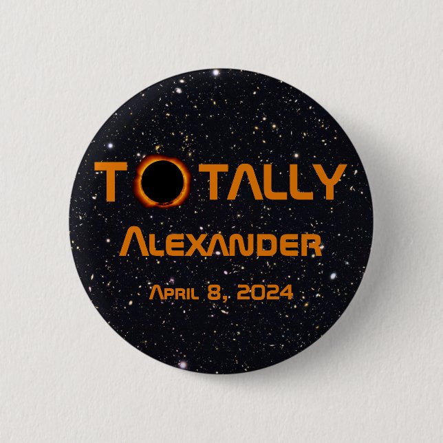 Badge Rond 5 Cm Éclipse Solaire 2024 Totalement Personnelle (Devant)