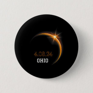 Badge Rond 5 Cm Éclipse solaire 2024 Totalité Ohio Printemps 4.08.