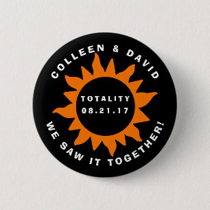 Badge Rond 5 Cm Éclipse solaire de totalité de couples nous