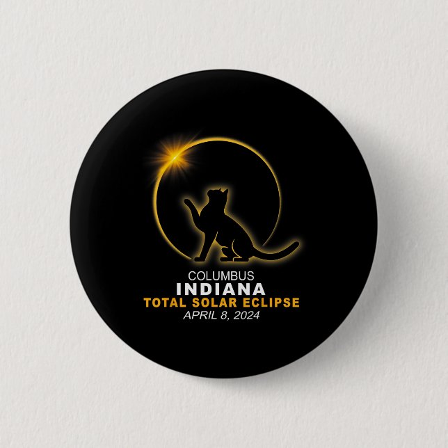 Badge Rond 5 Cm Éclipse solaire totale 2024 (Devant)