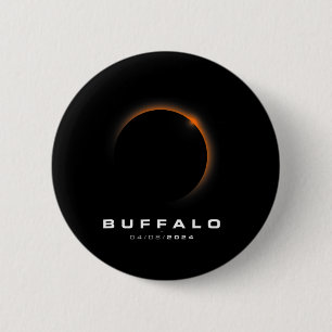 Badge Rond 5 Cm Éclipse solaire totale 2024 - Éclipse solaire de B