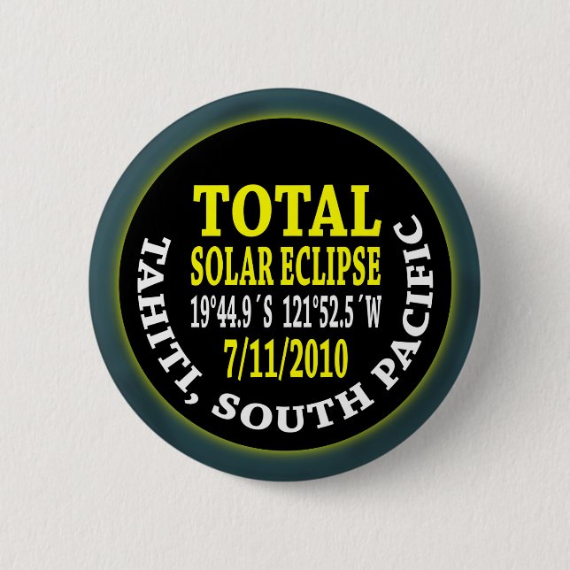 Badge Rond 5 Cm Éclipse solaire totale 7/11/2010 (Devant)