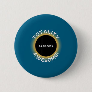 Badge Rond 5 Cm Éclipse solaire totale d'avril géniale en totalité