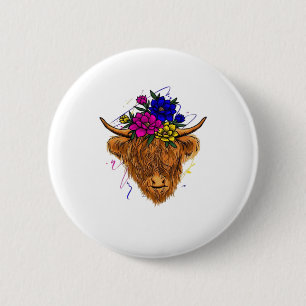 Badge Rond 5 Cm Écossais Highland Vache Vache Vache Whisperer Agri