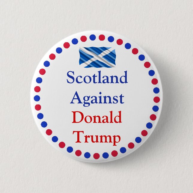 Badge Rond 5 Cm Ecosse contre Donald Trump Button (Devant)