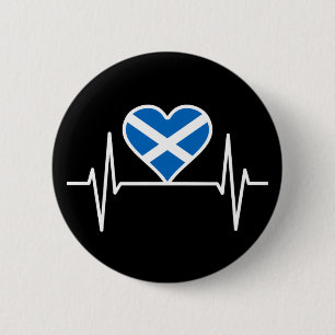 Badge Rond 5 Cm Écosse - Scotland Drapeau Heartbeat