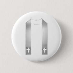 Badge Rond 5 Cm Écouter en 3D Le Stole de prêtre en argent