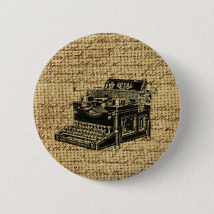 Badge Rond 5 Cm écriture de journaliste burlap machine à écrire an