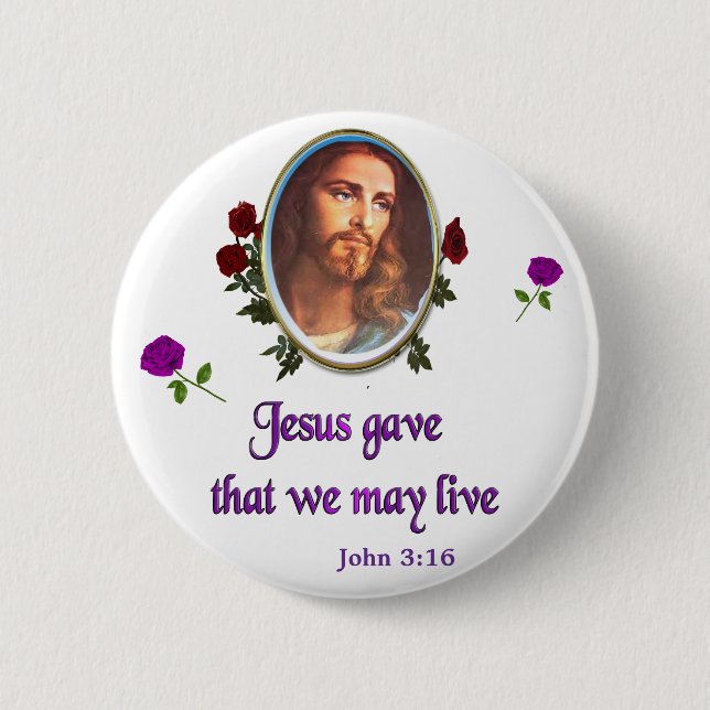 Badge Rond 5 Cm Écriture Jean 3:16 (Devant)