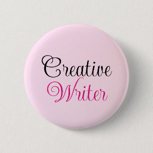 Badge Rond 5 Cm Écrivain créatif Pastel Pink
