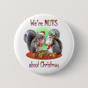 Badge Rond 5 Cm Écrous de Noël d'écureuil