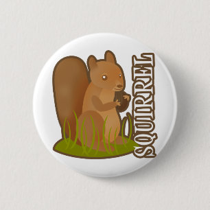 Badge Rond 5 Cm Écureuil