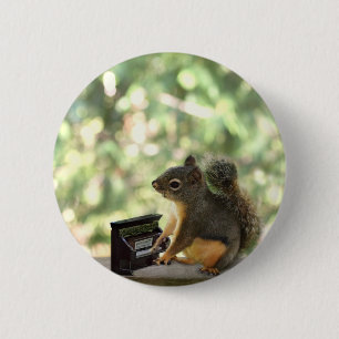 Badge Rond 5 Cm Écureuil jouant le piano