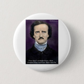 Badge Rond 5 Cm Edgar Allen Poe Citation "The Raven" Cadeaux et ca