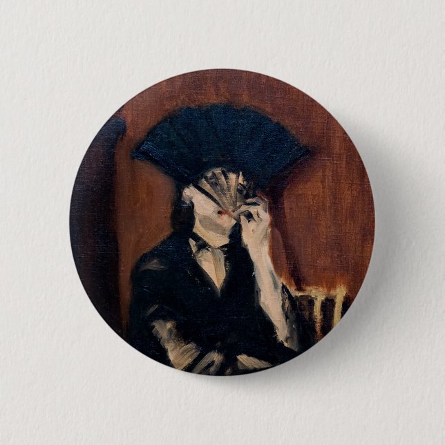 Badge Rond 5 Cm Edouard Manet - Berthe Morisot avec ventilateur (Devant)