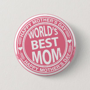 Badge Rond 5 Cm Effet tampon en caoutchouc de la meilleure maman d