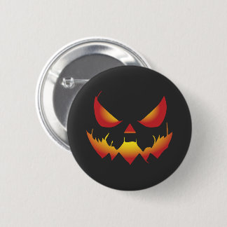 Badge Rond 5 Cm Éffrayant démon citrouille d'Halloween en feu