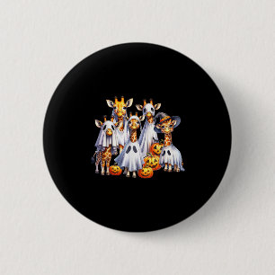 Badge Rond 5 Cm Éffrayant Ghost Giraffe Halloween Funny African An