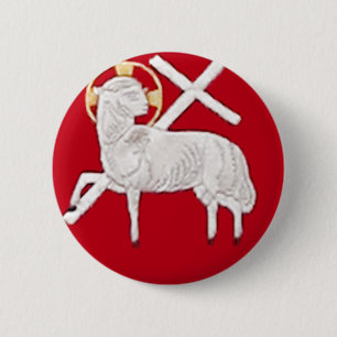 BADGE ROND 5 CM ÉGLISE CHRÉTIENNE SYMBOLS-LAMB D'UN DIEU