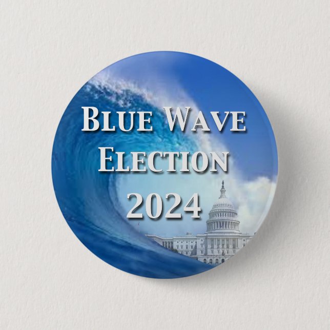 Badge Rond 5 Cm Élection Blue Wave 2024 (Devant)