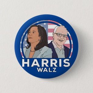 Badge Rond 5 Cm Élection de Harris Walz