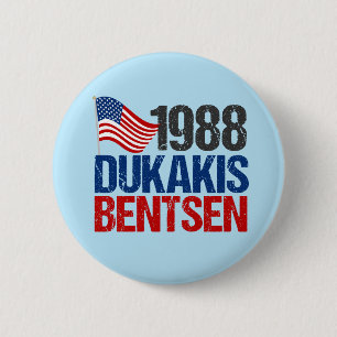Badge Rond 5 Cm Élection rétro Dukakis Bentsen 1988
