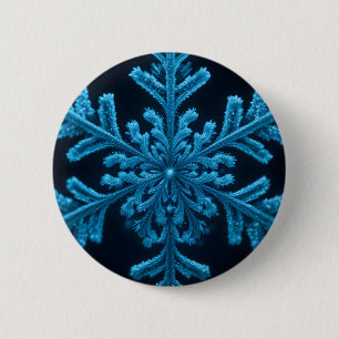 Badge Rond 5 Cm Elégance congelée : Design complexe de flocon de n