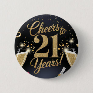 Badge Rond 5 Cm "Elégant 21e anniversaire design - Parties scintil