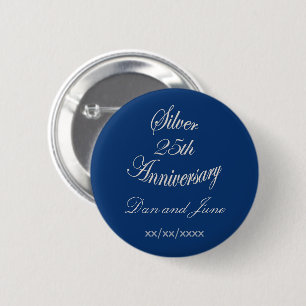 Badge Rond 5 Cm Élégant 25e Anniversaire de Mariage Personnalisé