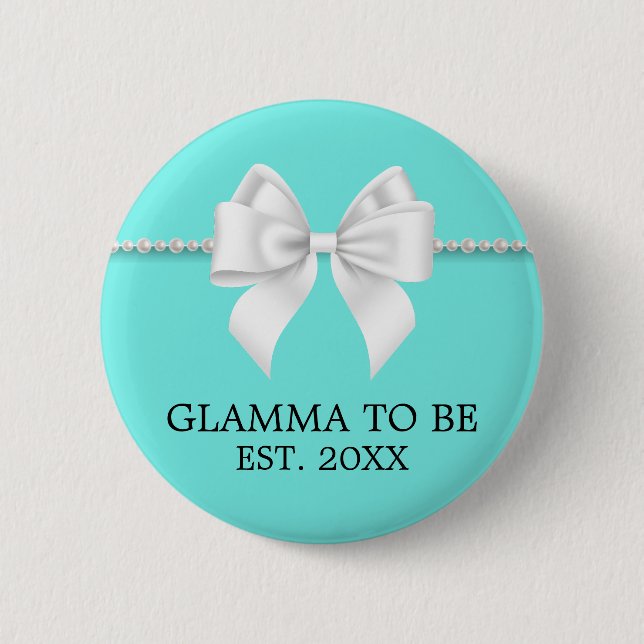 Badge Rond 5 Cm Elégant Baby shower Turquoise Aqua Tiffany Grand G (Devant)