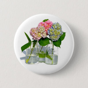 Badge Rond 5 Cm Elégant bleu rose vert vert hydrangée