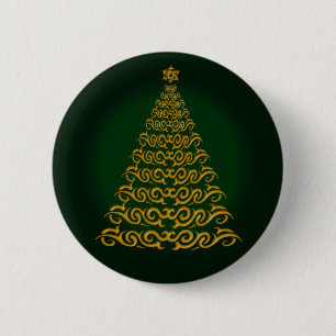 Badge Rond 5 Cm Élégant Bouton Arbre de Noël Vert