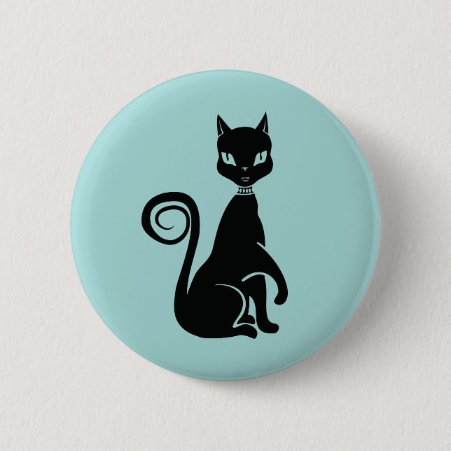 Badge Rond 5 Cm Élégant chat noir (Devant)