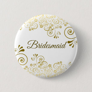 Badge Rond 5 Cm Élégant Mariage de femme d'honneur Floral Filigree