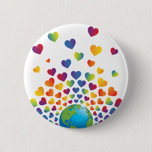 Badge Rond 5 Cm Élégant minimaliste coloré Rainbow Heart Design