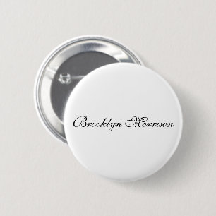Badge Rond 5 Cm Élégant noir nom de script personnalisé texte mono