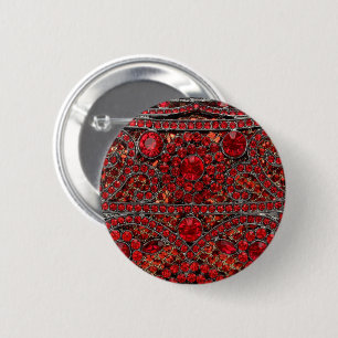 Badge Rond 5 Cm élégant or raffiné ruby rouge bordeaux