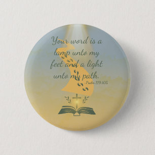 Badge Rond 5 Cm Élégant Psaume 119:105 Aquarelle