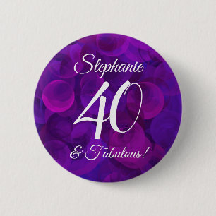 Badge Rond 5 Cm Elégant Purple 40 et Fabuleux fête d'anniversair