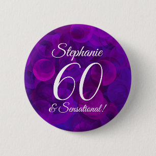 Badge Rond 5 Cm Elegant Purple 60 et fête d'anniversaire sensatio
