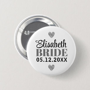 Badge Rond 5 Cm Élégant script moderne Parties scintillant Coeurs