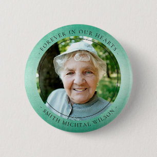 Badge Rond 5 Cm Élégant Turquoise Green Foil Sympathy Photo
