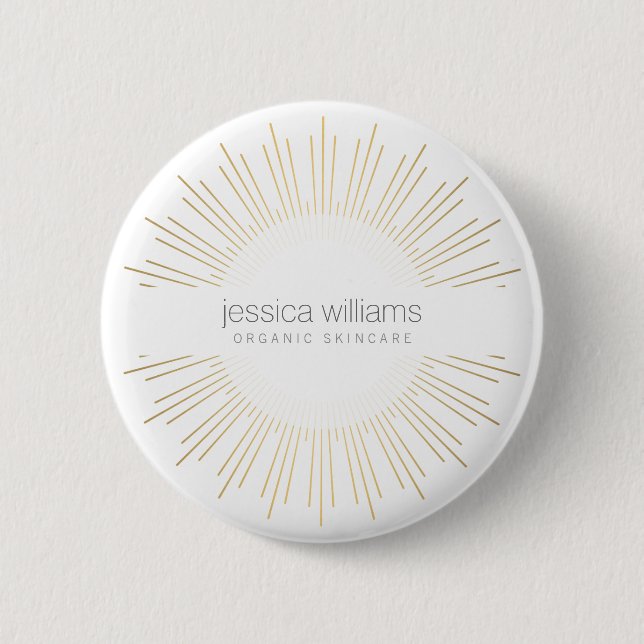 Badge Rond 5 Cm Elégante Beauté Gold Sunburst (Devant)