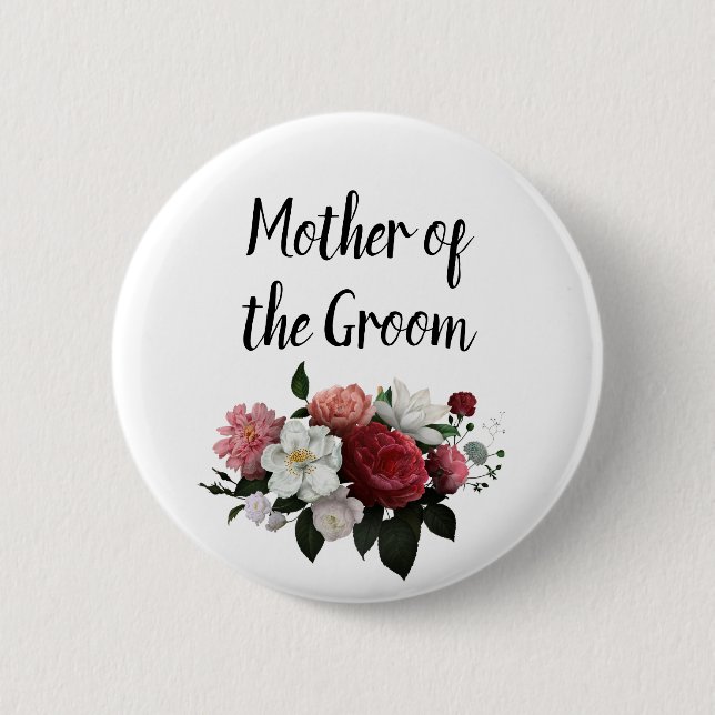 Badge Rond 5 Cm Elégante bourgogne et mère rose de la chambre (Devant)