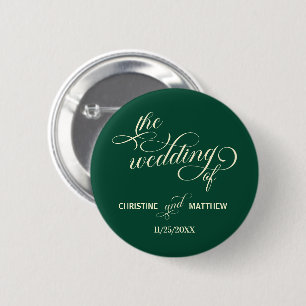 Badge Rond 5 Cm Élégante calligraphie Mariage Turquoise Faveur
