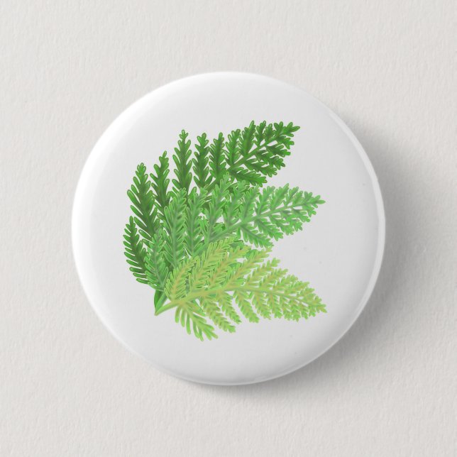 Badge Rond 5 Cm Élégante fougères vertes feuilles de bois (Devant)