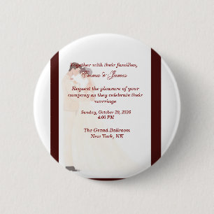 Badge Rond 5 Cm Élégante invitation de mariage bordeaux